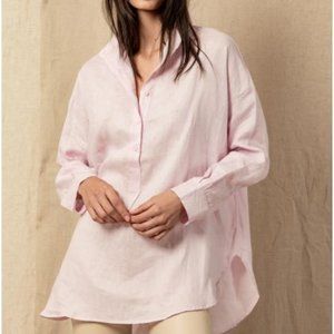 Blue Sheep Linen Collared Tunic Shirt-Pink